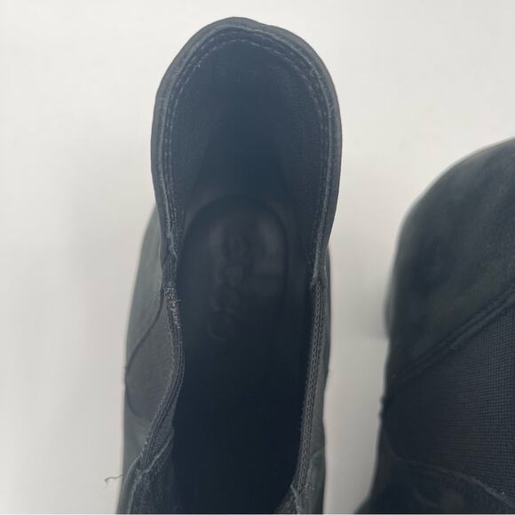ECCO Boots Black Heeled Leather Nubuck Pull On Elastic Ankle Comfort SZ38(7/7.5) - Picture 6 of 12